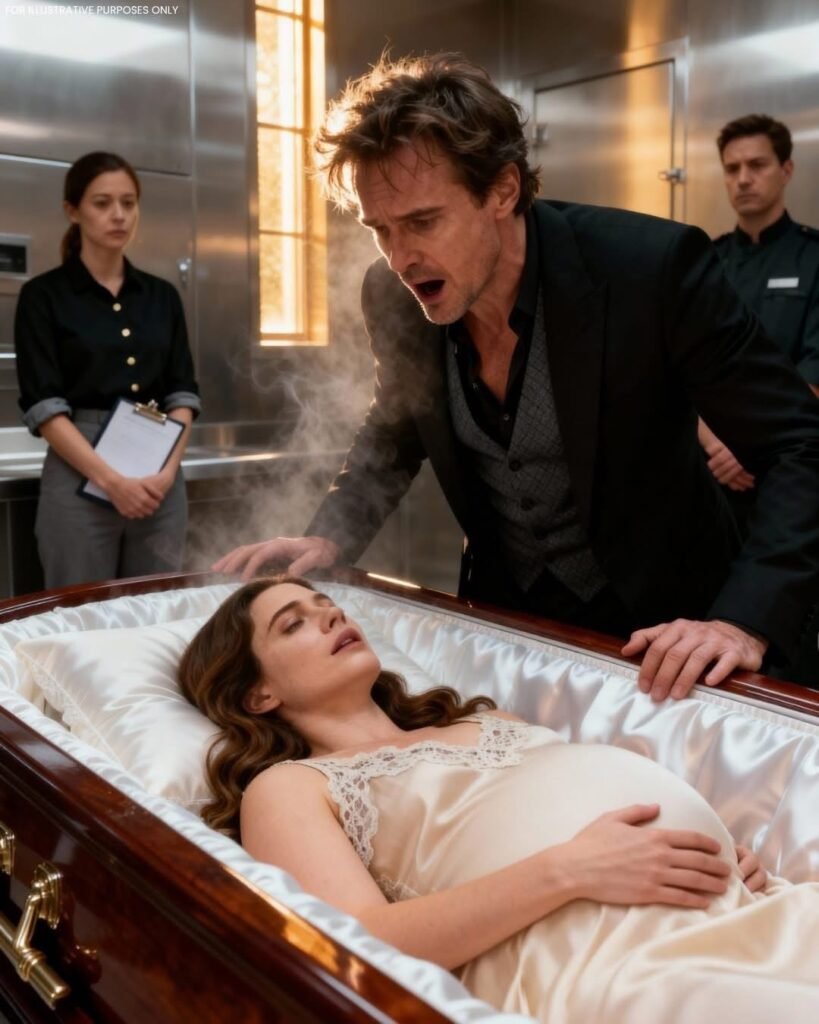 Escena dramática en un ataúd.