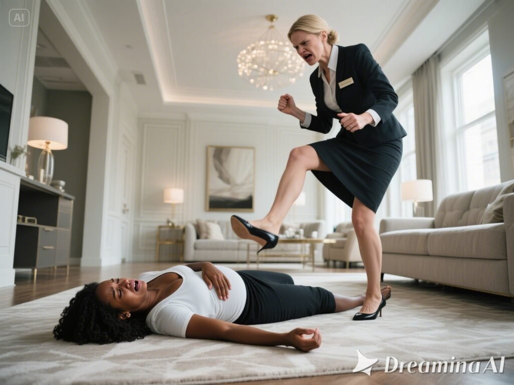 Mujer embarazada en situación de peligro.