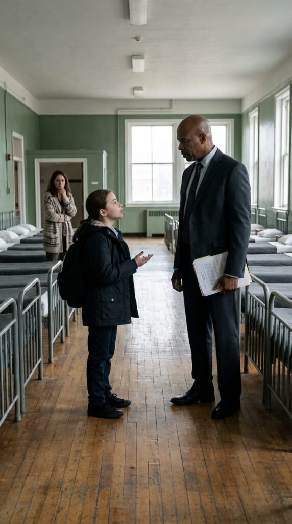 Niño habla con un adulto.