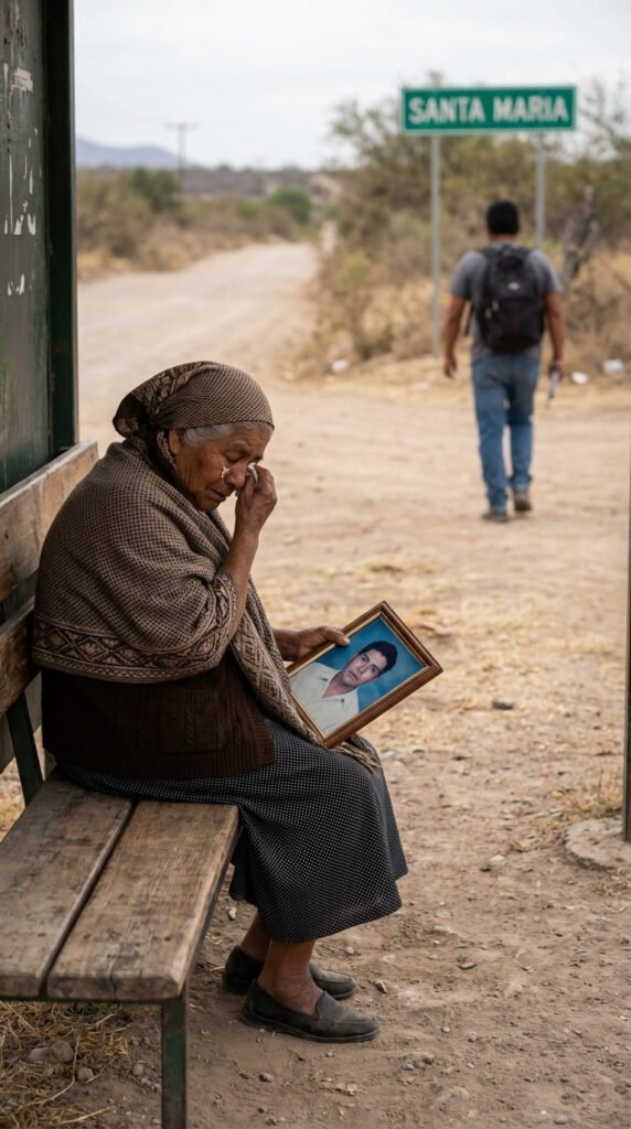 Mujer mayor esperando en la parada.
