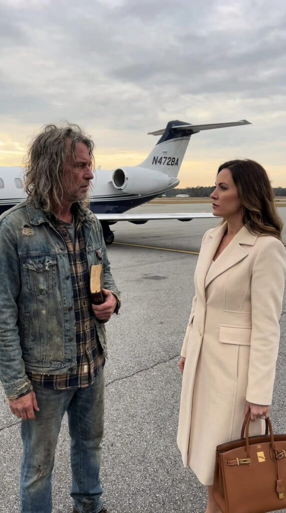 Hombre y mujer en un aeropuerto.