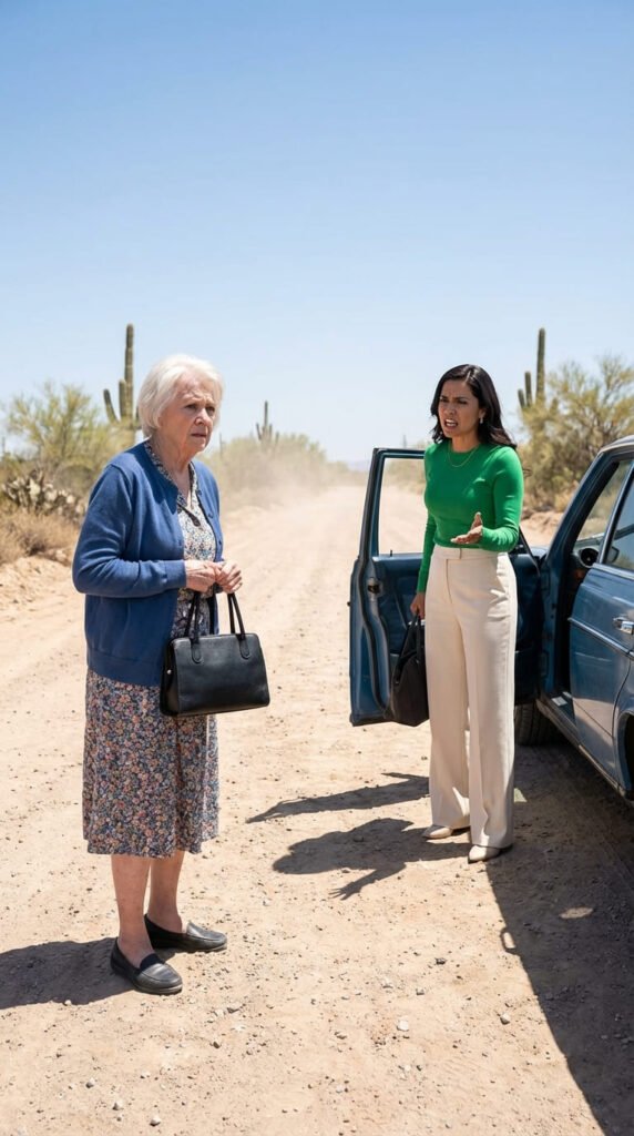 Mujer mayor y joven en desierto